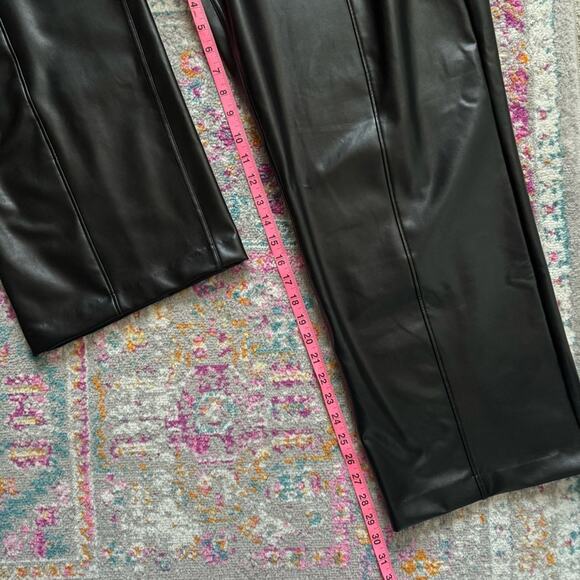Abercrombie & Fitch Vegan Leather Black Straight Leg Elastic Waist Pants Size XL - Picture 6 of 11